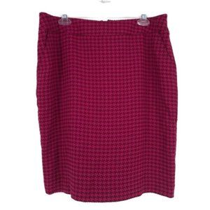 Merona Tweed Houndstooth Pink & Dark Red Skirt 14